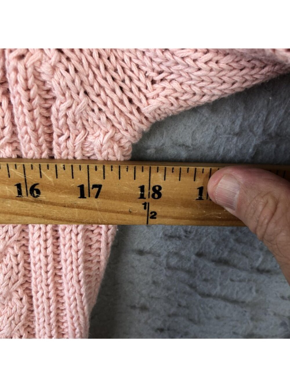 Vintage Pastel Cardigan Sweater Womens S Pink Ramie Cable Knit Fisherman Twee - Picture 3 of 16
